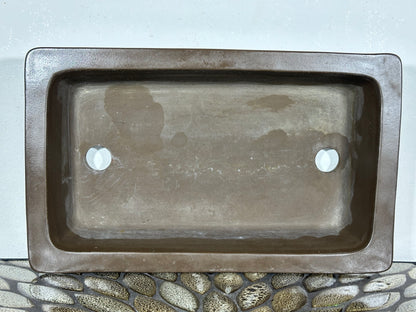 Preowned  Vintage Japanese Tokoname Unglazed Rectangular Bonsai Pot Yamaaki - 11.5” By 7”