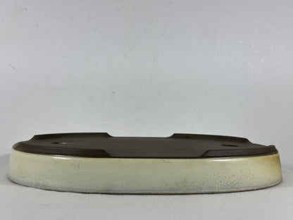 Preowned Japanese Tokoname Glazed Oval Shallow Bonsai Pot - 12.75” By 9.25”