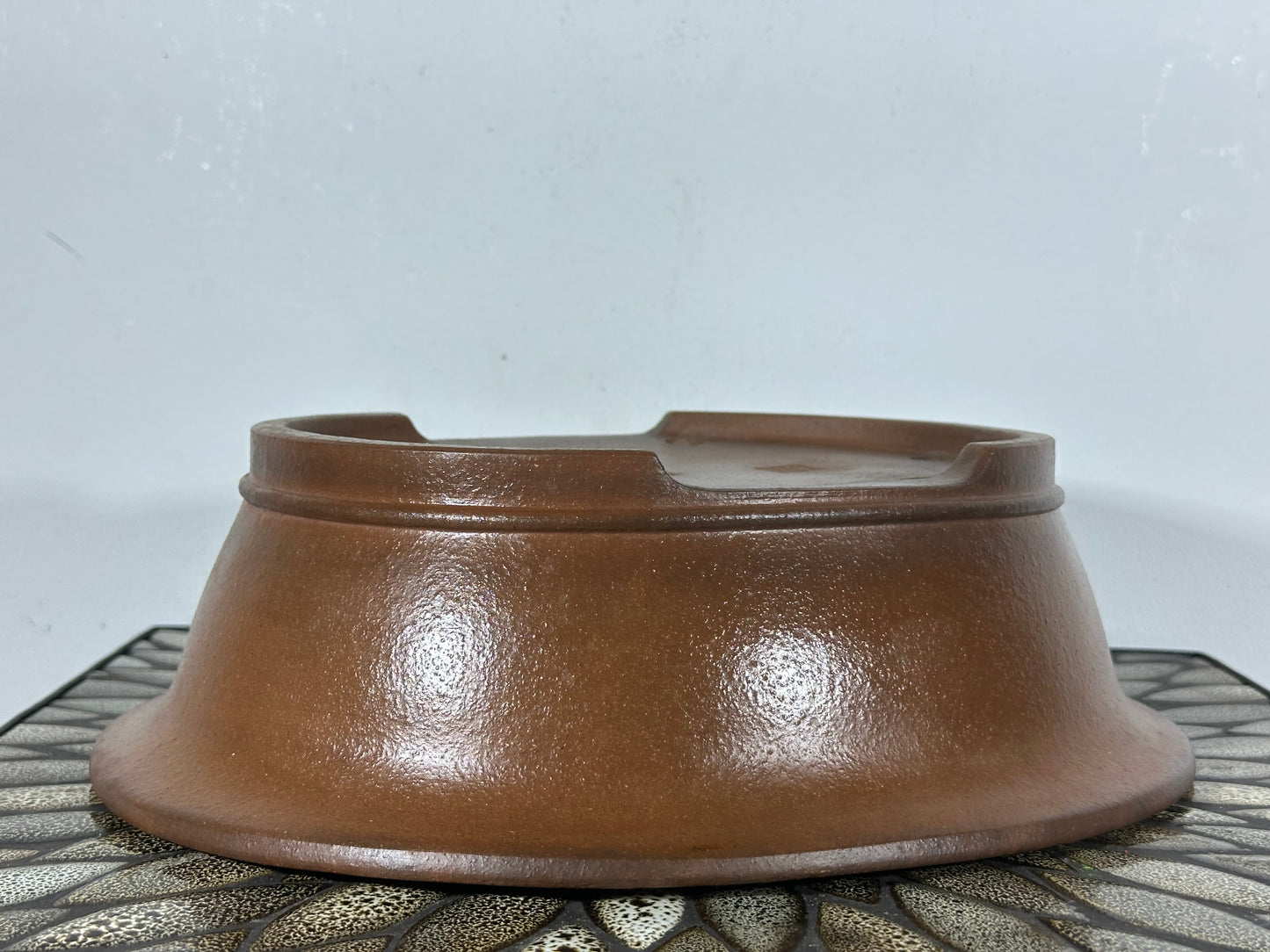 Preowned Japanese Tokoname Unglazed Oval Bonsai Pot Seizan - 12.5” By 10.5”