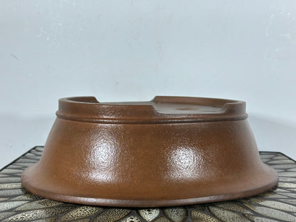 Preowned Japanese Tokoname Unglazed Oval Bonsai Pot Seizan - 12.5” By 10.5”