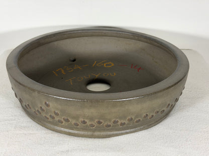 Preowned Japanese Tokonam Unglazed Drum Style Bonsai Pot Touyou - 11” By 2.75”