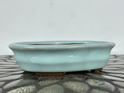 Preowned Japanese Tokoname Glazed Oval Bonsai Pot - 5.5” By 4 3/8”