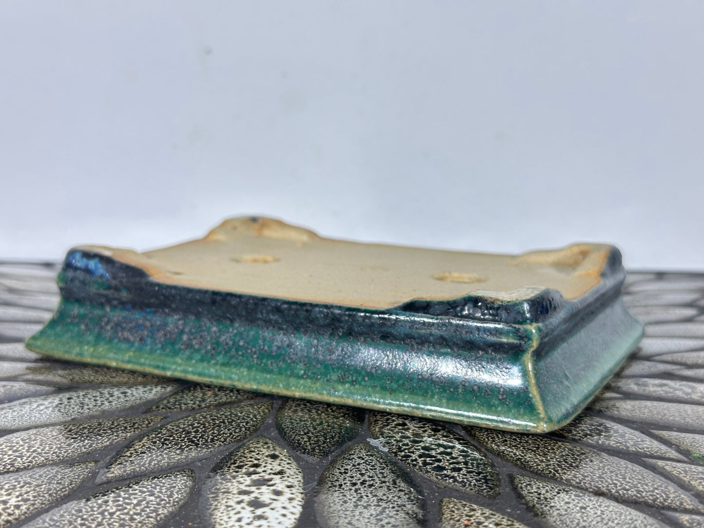 Preowned Japanese Tokoname Rectangular Bonsai Pot Aiba Koyo - 6.75” By 5 1/8”