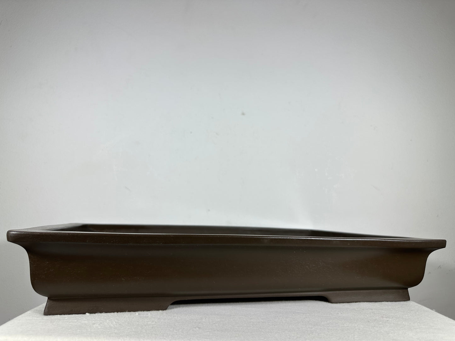 Preowned Japanese Tokoname Unglazed Rectangular Shallow  Bonsai Pot Seizan - 18.25” By 12.25”