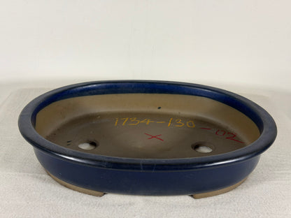 Preowned Japanese Tokoname Glazed Oval Bonsai Pot Has Patina - 11.25” By 9”