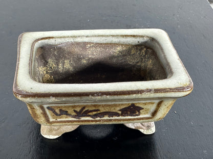Preowned Japanese Tokoname Rectangular Bonsai Pot Tosui - 2.25” By 1.5”