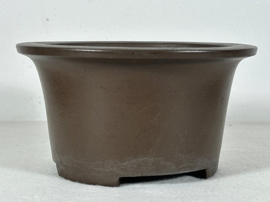 Preowned Japanese Tokoname Unglazed Round Deep Bonsai Pot - 6.25” By 3 3/8”
