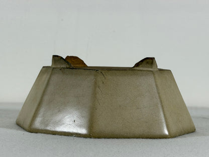 Preowned Japanese Tokoname Glazed Hexagon Bonsai Pot Hatutori - 5.75” By 2.25”