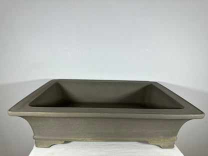 Preowned Japanese Tokoname Unglazed Rectangular Bonsai Pot Seizan - 19.5” By 14.25”