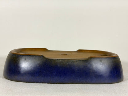 Preowned Japanese Tokoname Glazed Rectangular Bonsai Pot Yamafusa - 11.25” By 8.5”