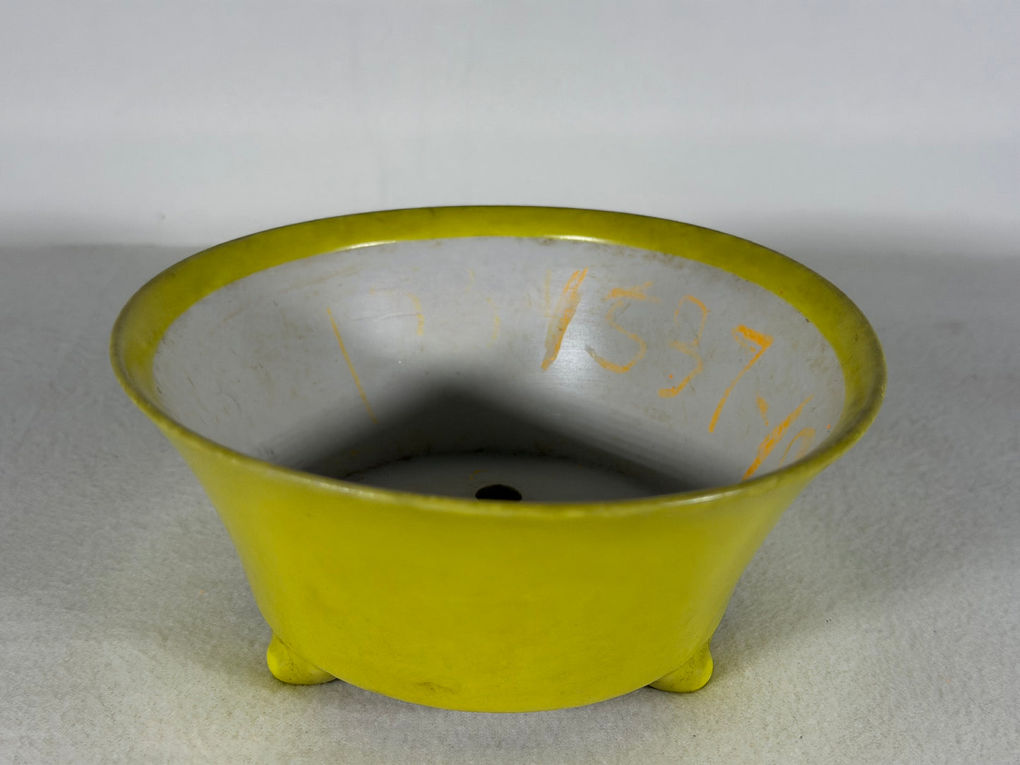 Preowned Vintage China Glazed Round Bonsai Pot - 5.75” By 2.75”