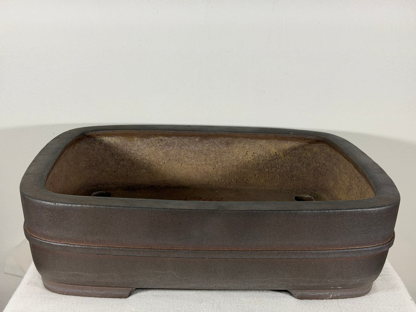 Preowned Japanese Tokoname Unglazed Rectangular Bonsai Pot Kisen - 16.25” By 12.75”