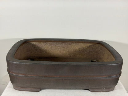 Preowned Japanese Tokoname Unglazed Rectangular Bonsai Pot Kisen - 16.25” By 12.75”