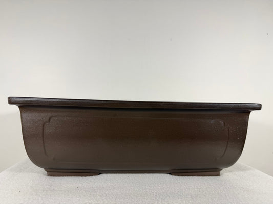 Preowned Japanese Tokoname Unglazed Rectangular Bonsai Pot with Stamp - 13.75” By 10.25”