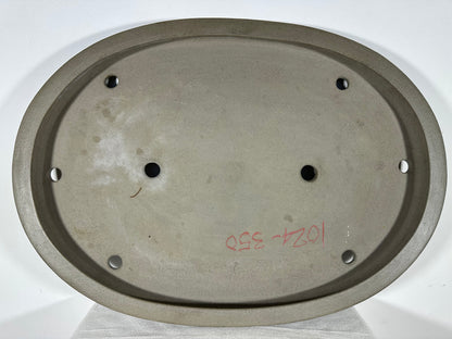 Preowned Japanese Tokoname Unglazed Oval Shallow Bonsai Pot Seizan - 24.25” By 17.25”