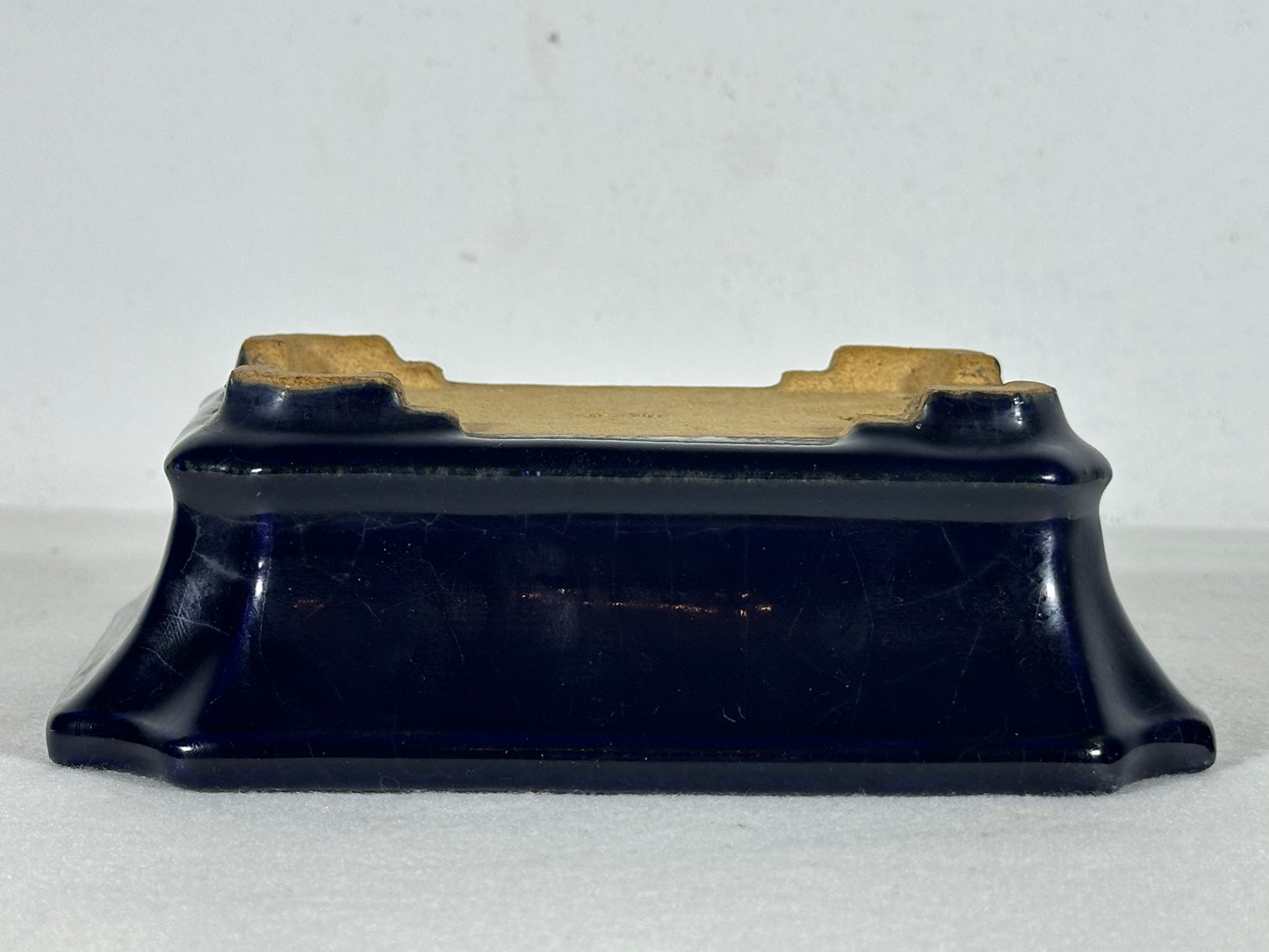 Preowned Japanese Tokoname Glazed Rectangular Bonsai Pot Hatutori - 6.25” By 4.75”