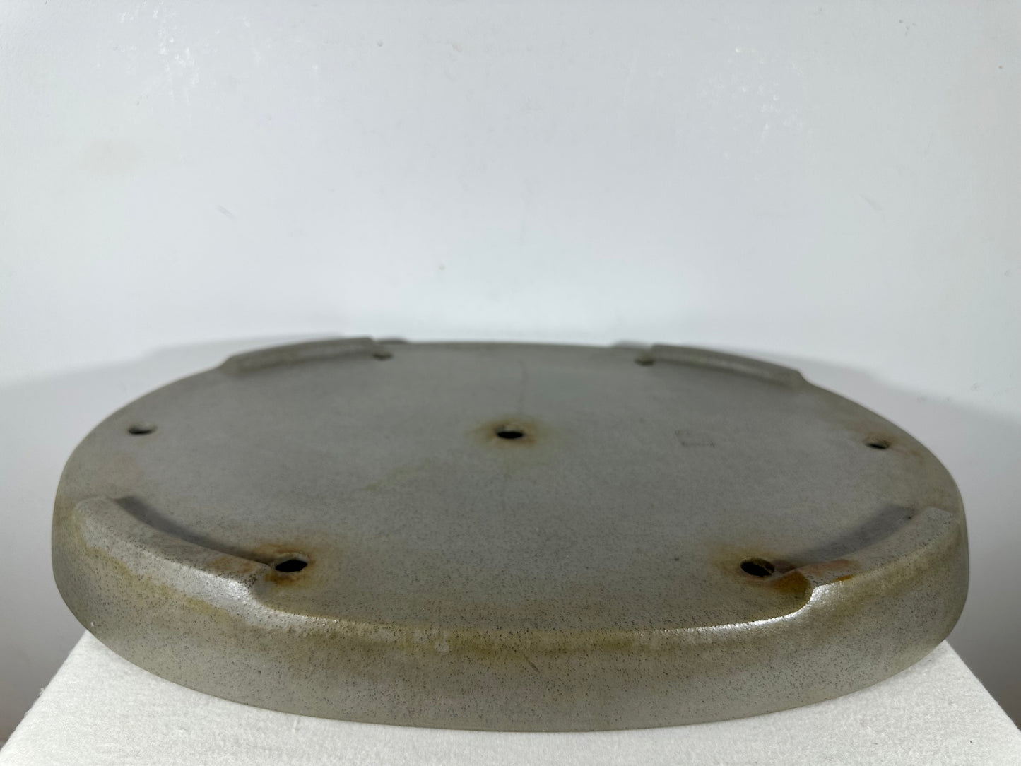 Preowned Japanese Tokoname Unglazed Oval Shallow Bonsai Pot Seizan - 20.75” By 14.75”