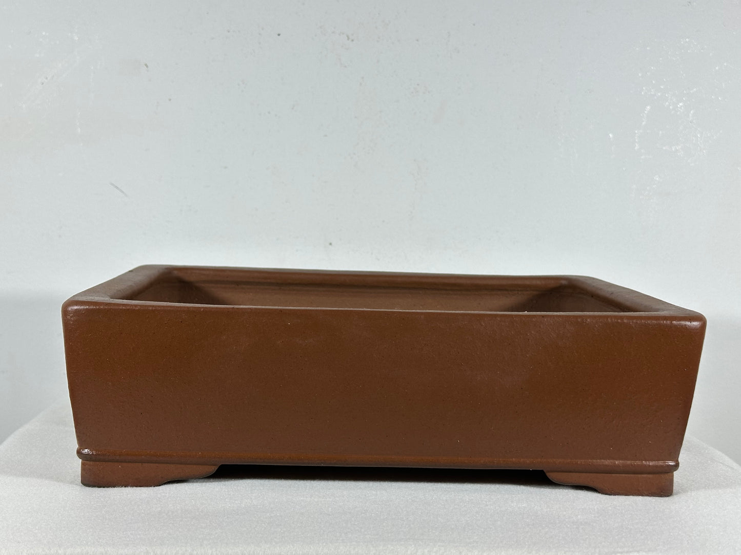 Preowned Japanese Tokoname Unglazed Rectangular Bonsai Pot Keizan - 12.5” By 9.5”