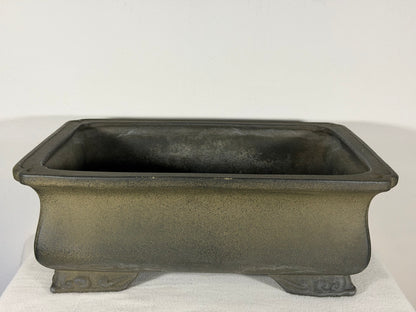 Preowned Vintage Japanese Tokoname Unglazed Rectangular Bonsai Pot Aiba Koyo - 15” By 11.25”