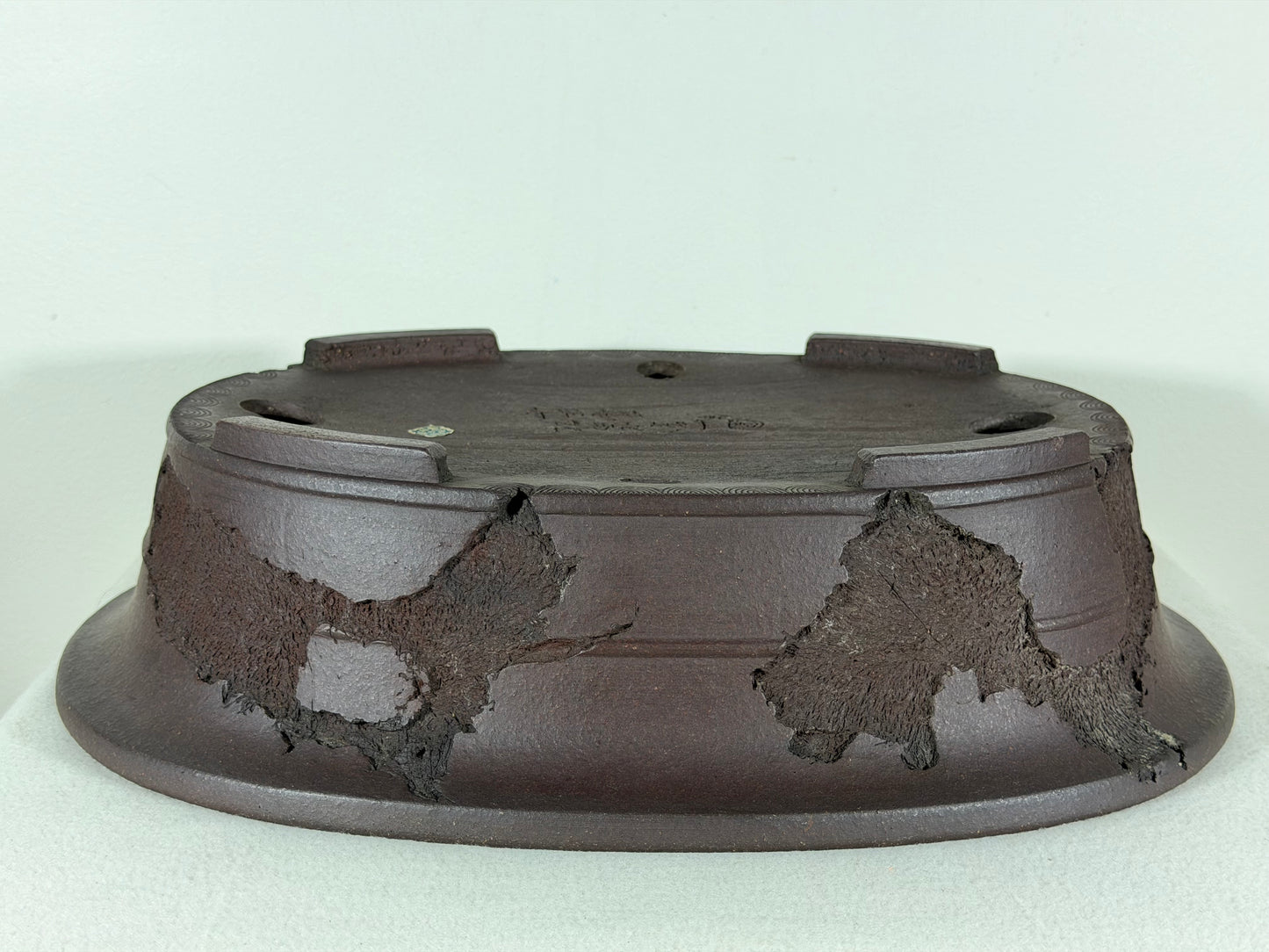 Preowned Japanese Tokoname Unglazed Bonsai Pot Jyuuoudou - 15” By 12”