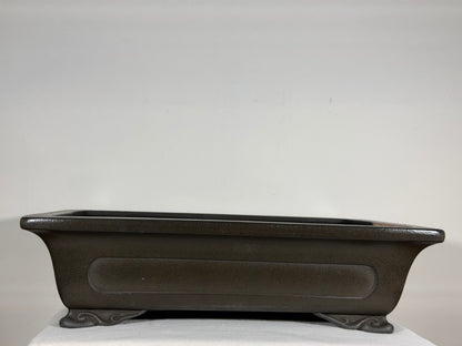 Preowned Japanese Tokoname Unglazed Rectangular Bonsai Pot Eiraku - 18” By 13.5”