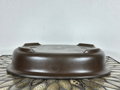 Preowned Japanese Tokoname Unglazed Oval Bonsai Pot Kaiyou - 11” By 8.75”
