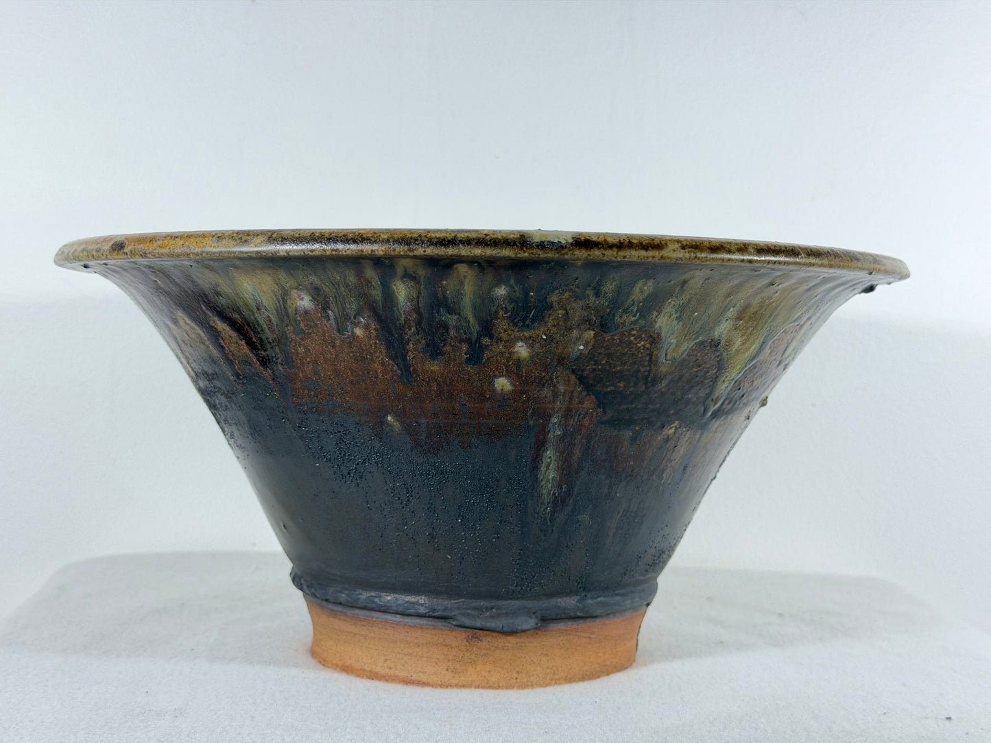 New Japanese Tokoname Glazed Round Bonsai Pot Tosikazu - 12” By 6”
