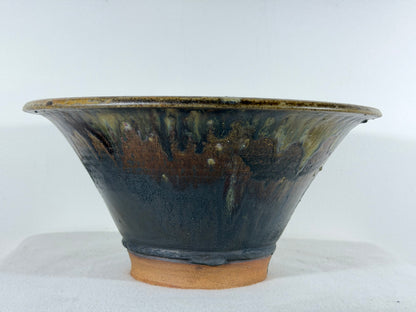 New Japanese Tokoname Glazed Round Bonsai Pot Tosikazu - 12” By 6”