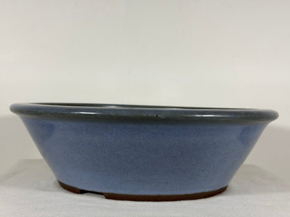 Preowned Japanese Tokoname Glazed Round Bonsai Pot Yamaaki - 13.5” By 4”