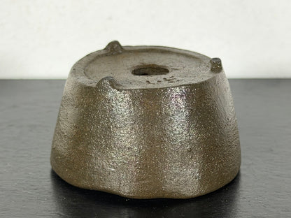 Preowned Japanese Tokoname Unglazed Round Bonsai Pot With Stamp - 2” By 1 1/8”