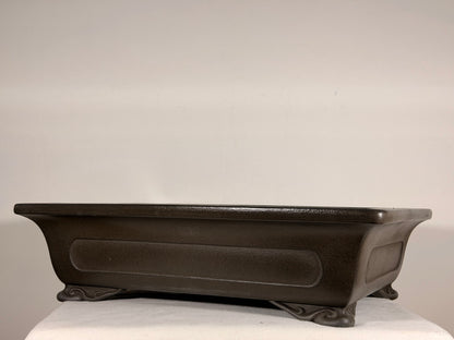 Preowned Japanese Tokoname Unglazed Rectangular Bonsai Pot Eiraku - 18” By 13.5”