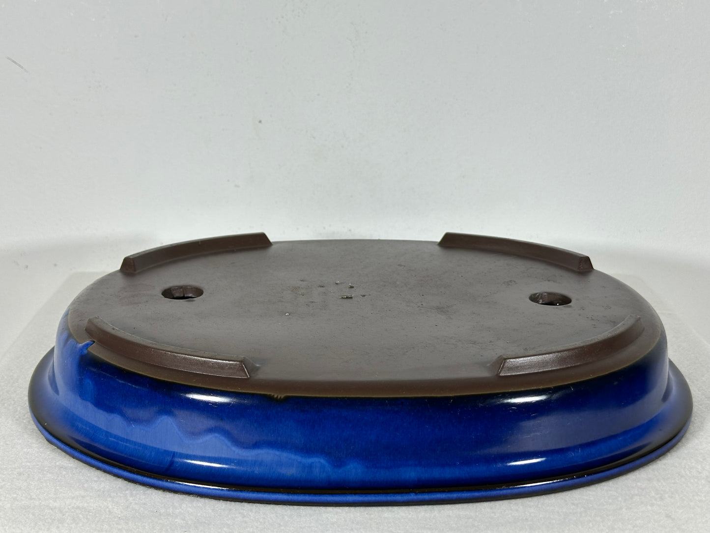 Preowned Japanese Tokoname Glazed Shallow Oval Bonsai Pot - 13.75” By 11”