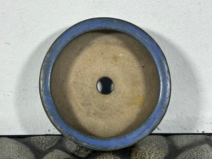 Preowned Japanese Tokoname Glazed Bag Style Bonsai Pot - 3 1/8” By 1.25”