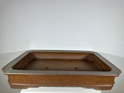 Preowned Japanese Tokoname Unglazed Rectangular Shallow Bonsai Pot Seizan - 25.25” By 17.5”