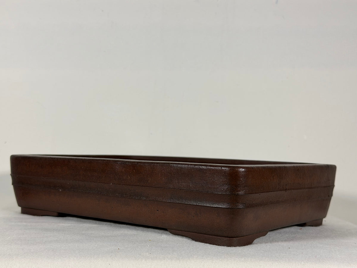 Preowned Japanese Tokoname Unglazed Rectangular Bonsai Pot Yamaaki - 12.5” By 9”