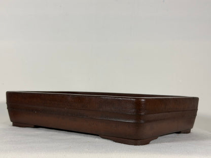 Preowned Japanese Tokoname Unglazed Rectangular Bonsai Pot Yamaaki - 12.5” By 9”