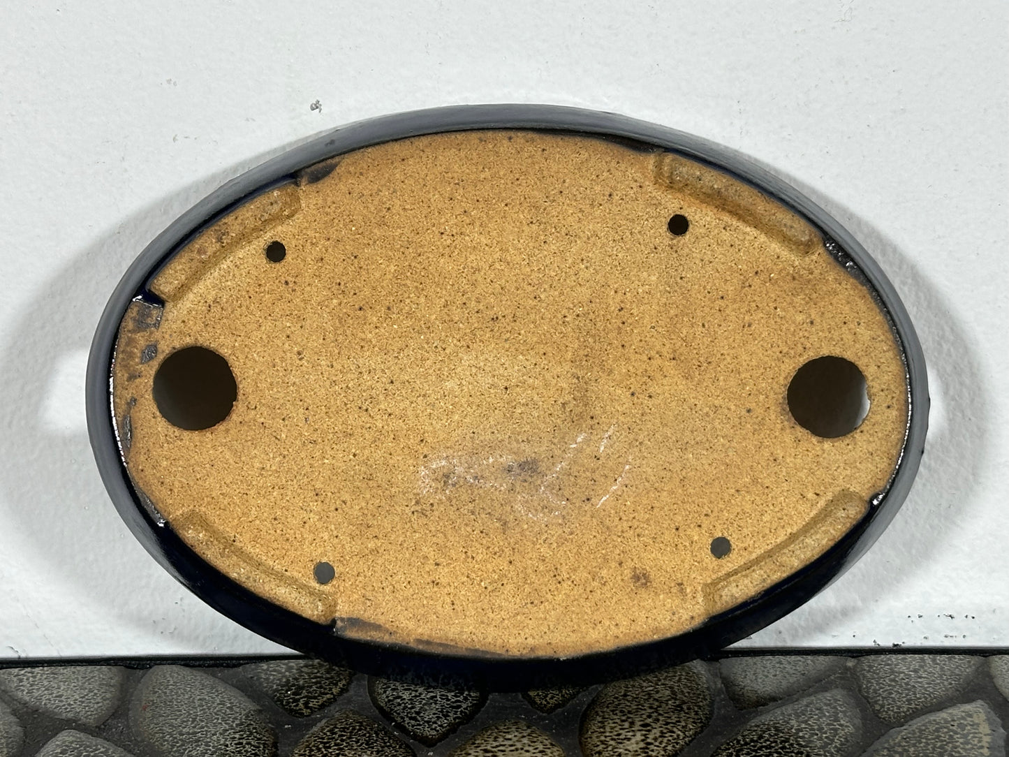 New Japanese Tokoname Glazed Oval Shallow Bonsai Pot Harutori - 6.25” By 4 3/8”