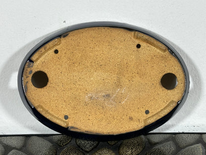 New Japanese Tokoname Glazed Oval Shallow Bonsai Pot Harutori - 6.25” By 4 3/8”
