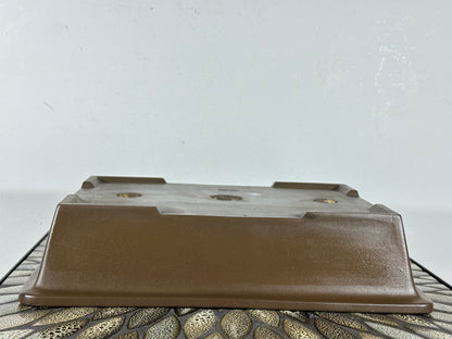 Preowned Japanese Tokoname Unglazed Rectangular Bonsai Pot Sankyou - 3 1/8” By 9 3/8”