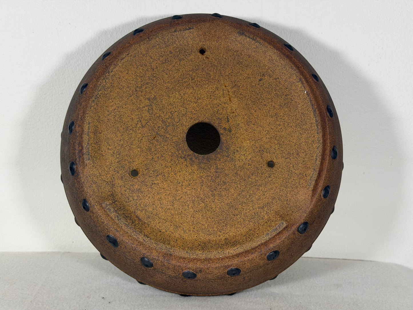 Preowned Japanese Tokoname Unglazed Drum Style Bonsai Pot - 10” By 2.75”
