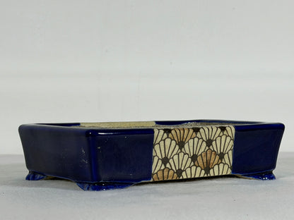 Preowned Japanese Tokoname Glazed Rectangular Bonsai Pot Satomi - 6.25” By 4.5”