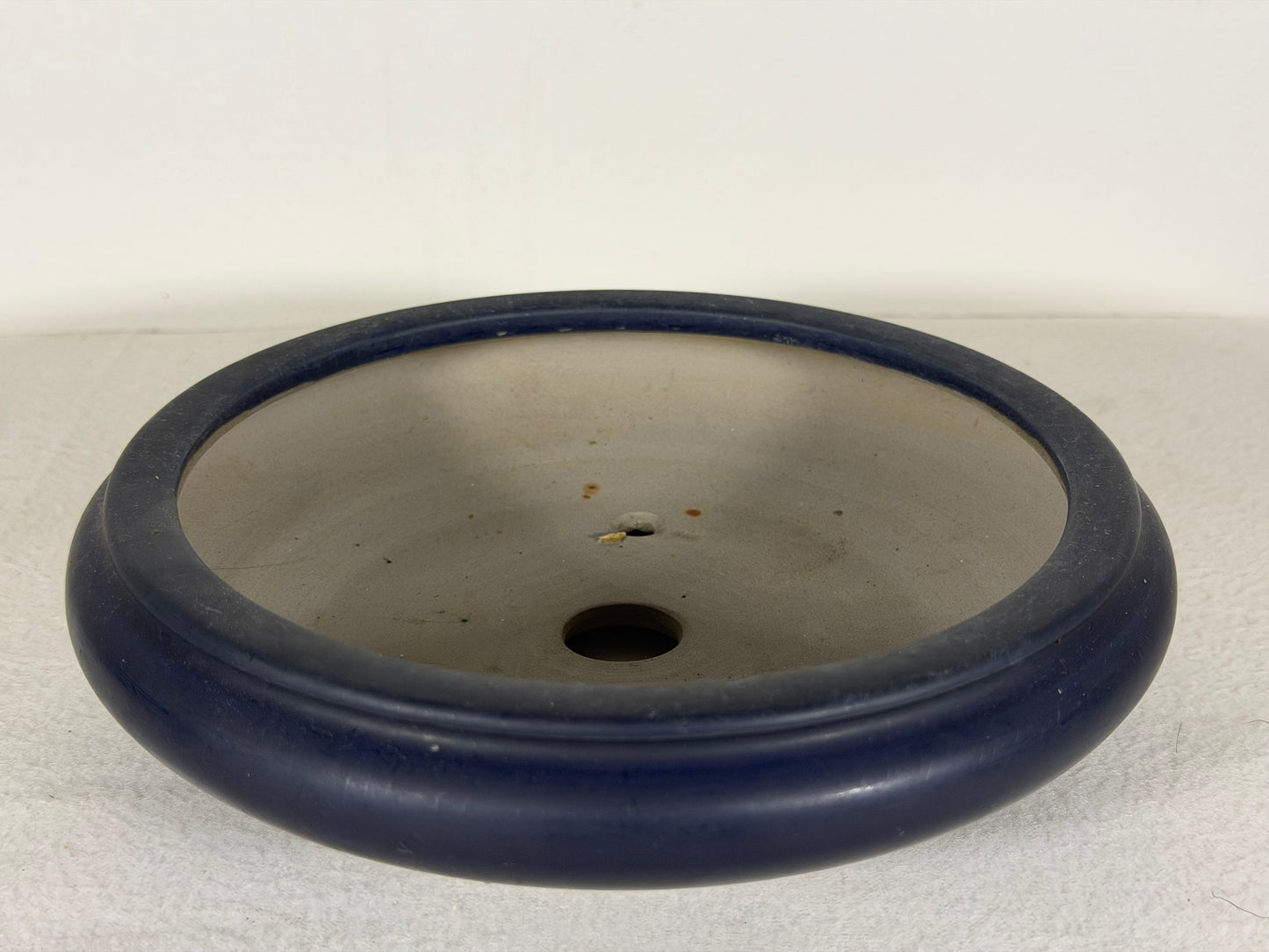 Preowned Japanese Tokoname Glazed Bag Style Bonsai Pot has Stamps - 7.75” By 2”