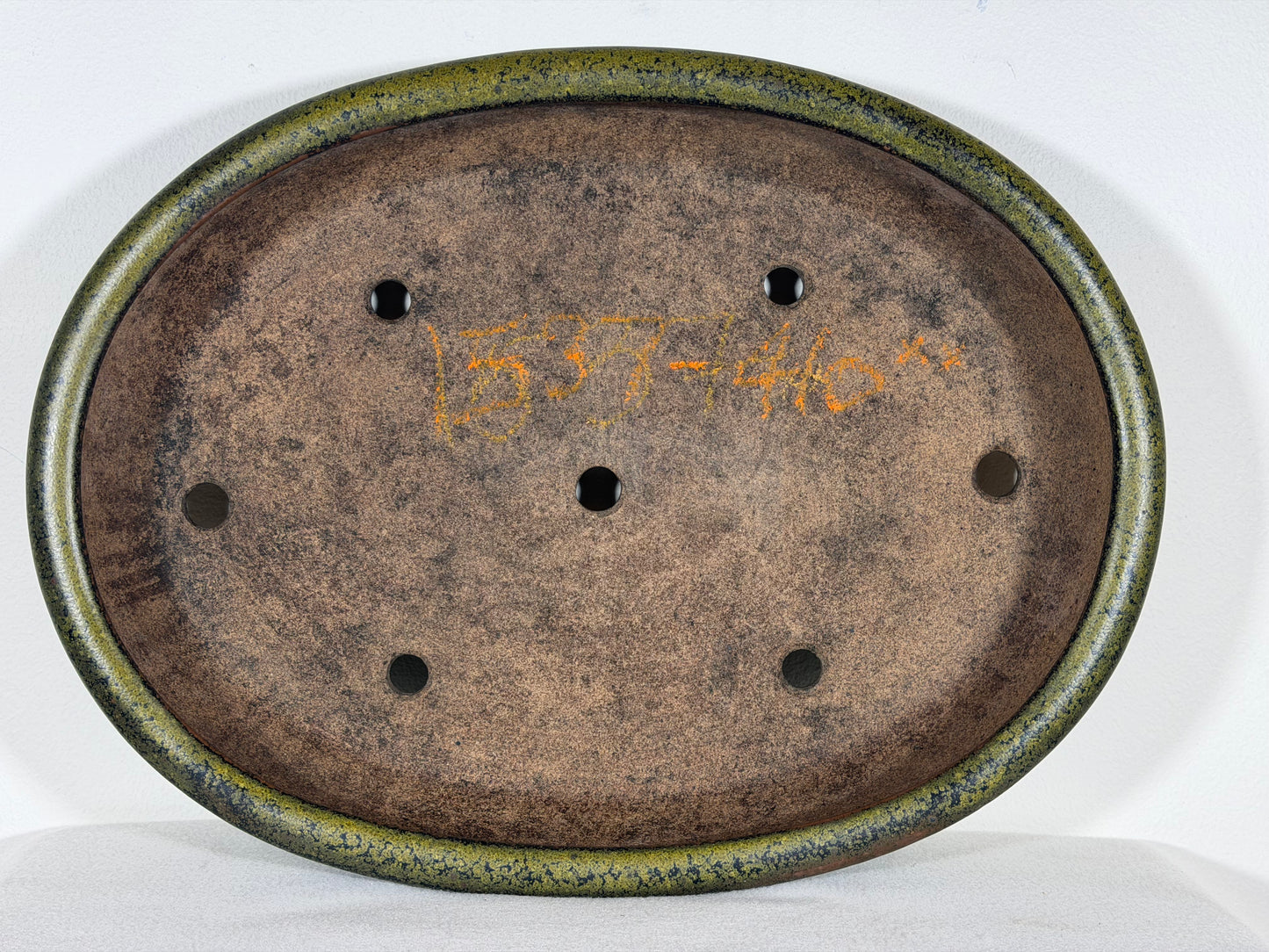 Preowned Japanese Tokoname Oval Bonsai Pot Reiho - 15.25” By 11.5”