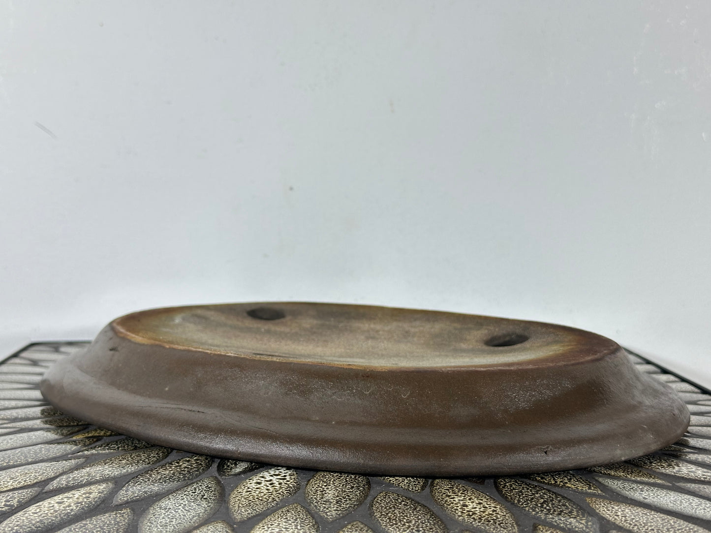 Preowned Japanese Tokoname Unglazed Shallow Oval Bonsai Pot - 13.25” By 10.5”