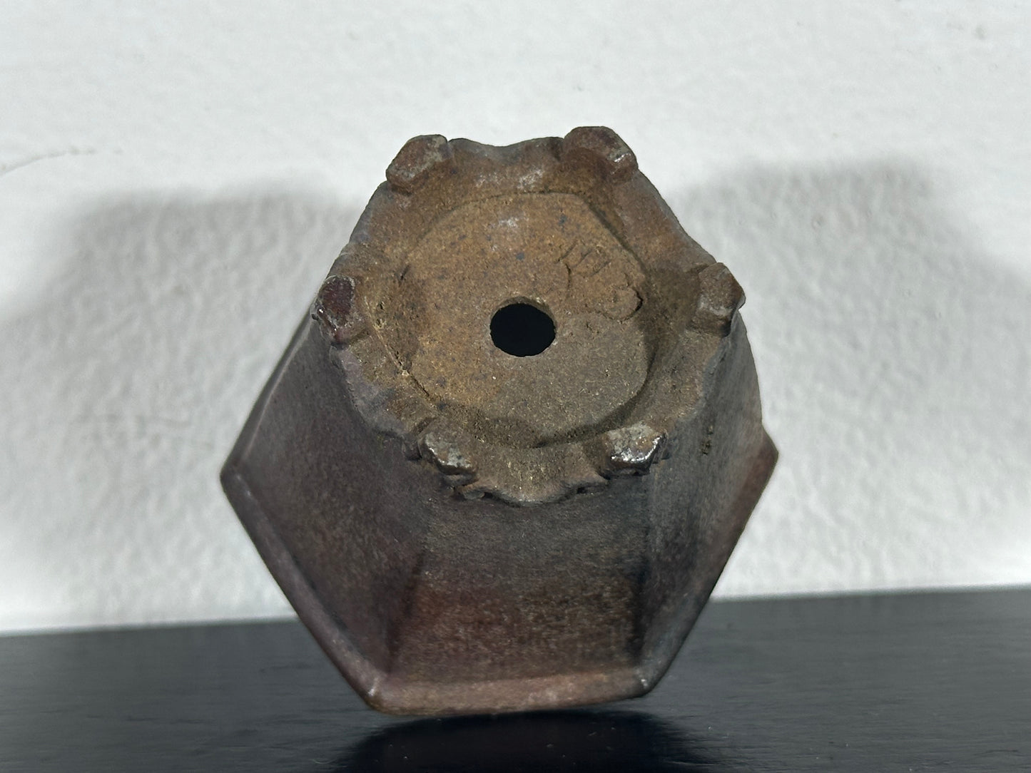 Preowned Vintage Japanese Tokoname Mame Cascade Bonsai Pot Sekishin - 2 1/8” By 1 7/8”