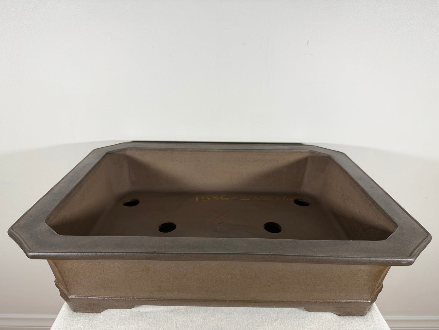Preowned Japanese Tokoname Unglazed Rectangular Bonsai Pot Gyouzan Nakano - 19.75” By 14.5”