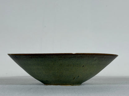 Preowned Japanese Tokoname Glazed Round Bonsai Pot has Stamp - 5.75” By 1 5/8”