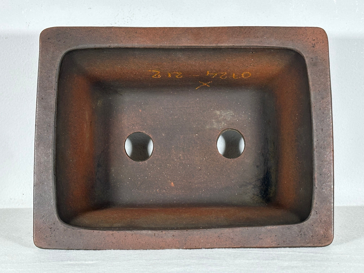 Preowned Japanese Tokoname Rectangular Bonsai Pot Zennigou - 9.75” By 7.25”