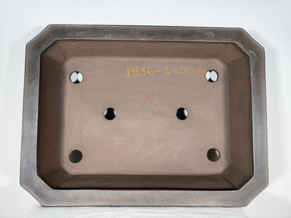 Preowned Japanese Tokoname Unglazed Rectangular Bonsai Pot Gyouzan Nakano - 19.75” By 14.5”