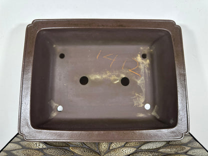 Preowned Japanese Tokoname Unglazed Rectangular Bonsai Pot Yamaaki - 14.5” By 11”